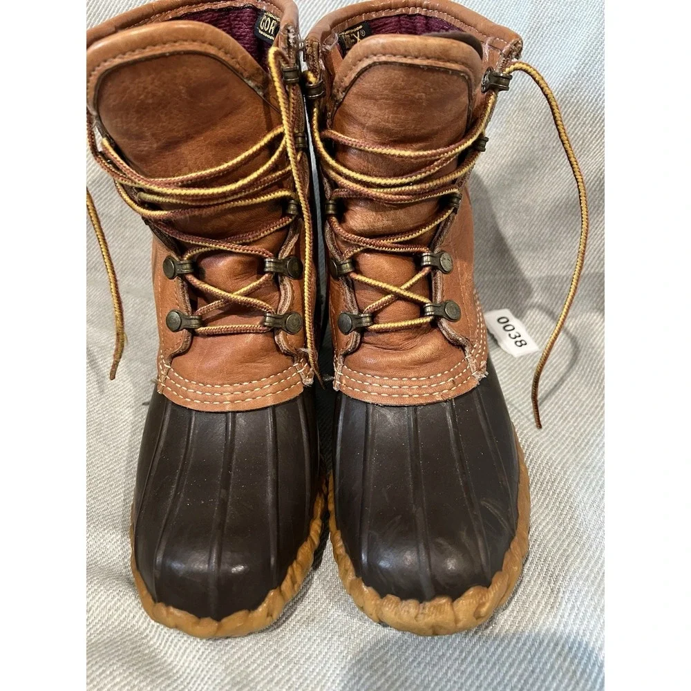 LL Bean Duck Boots Womens 6 Maine Hunting Shoe Gore-Tex Thinsulate Brown Tan